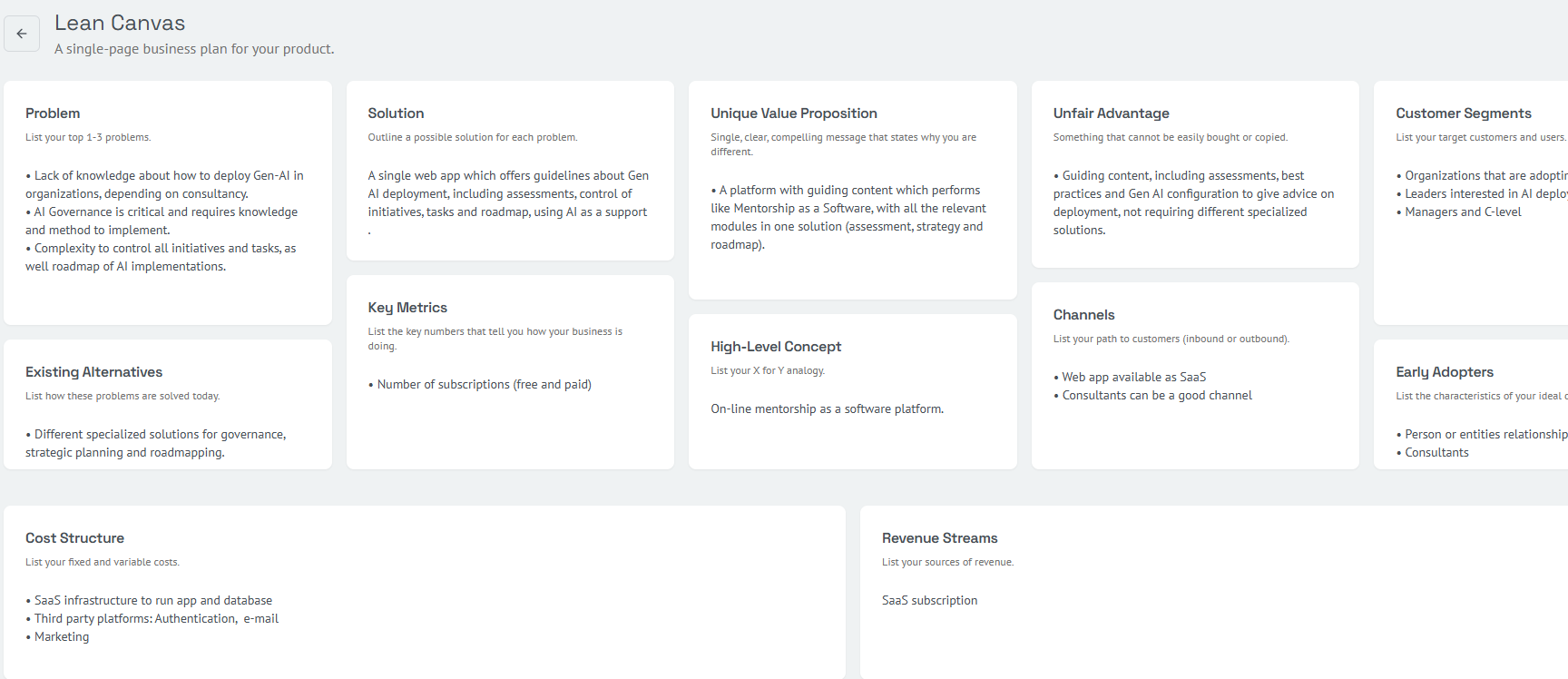 Lean Product Canvas