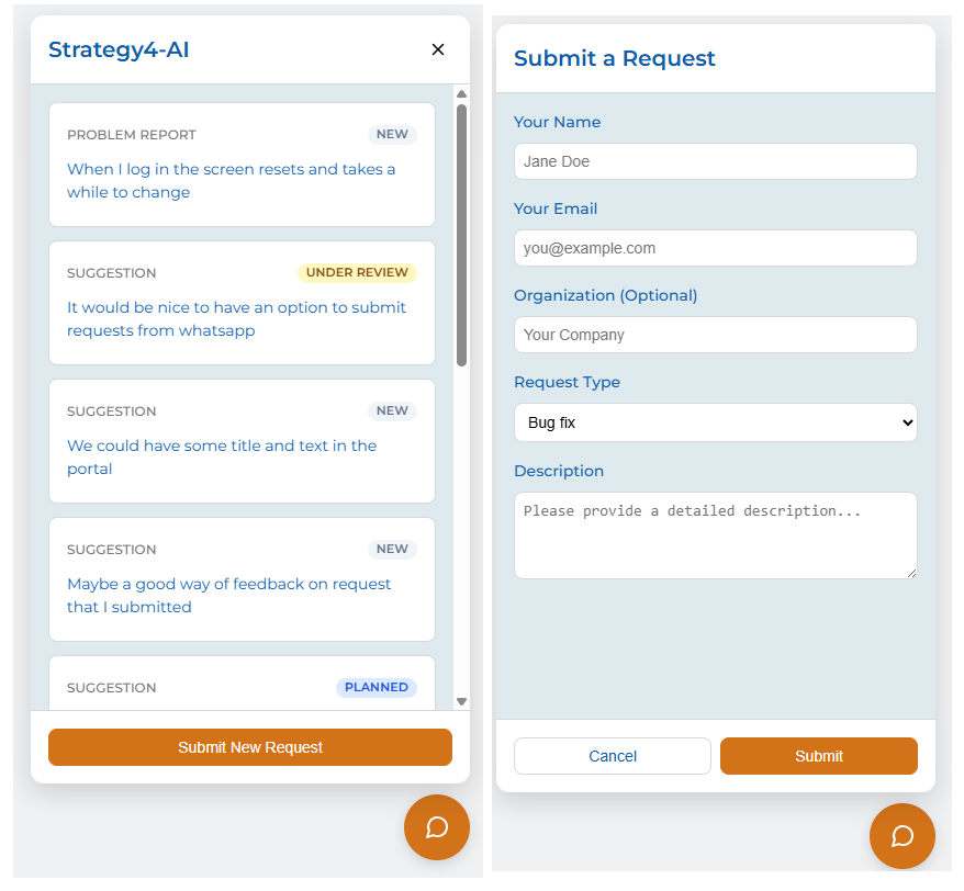 Widget de usuários finais